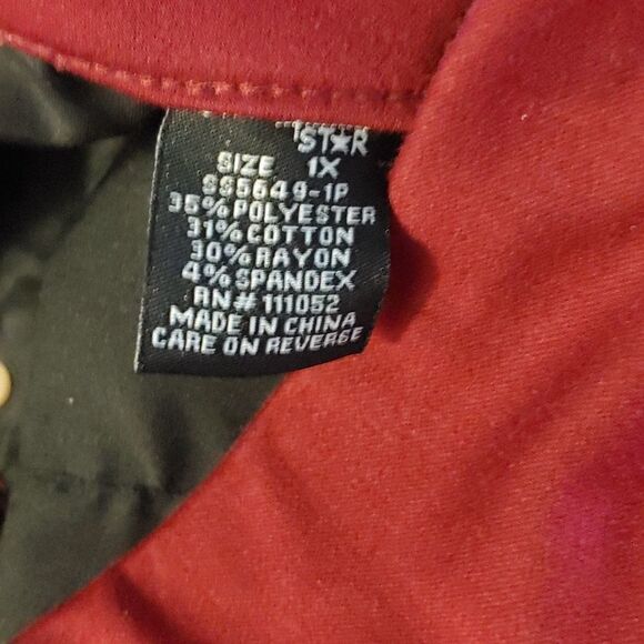 Stitch Star dark red  stretch Mid Rise  Skinny Pull on Pants Sz 1X - Picture 8 of 8